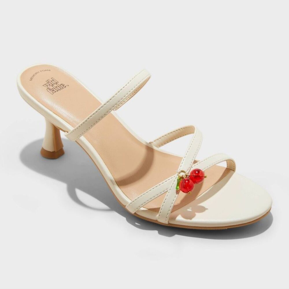 Women's Brodie Charm Strappy Heels - Ivory 11 Open Toe Louis Heel